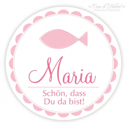 Aufkleber Tischkarte zur Taufe, Fisch