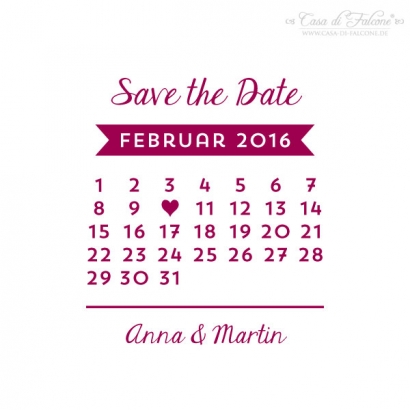 Stempel Hochzeit Save the Date, Kalender