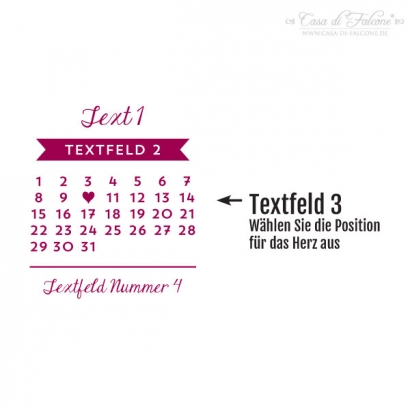 Stempel Hochzeit Save the Date, Kalender