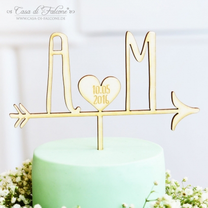 Personalisierter Cake topper Holz, Pfeil