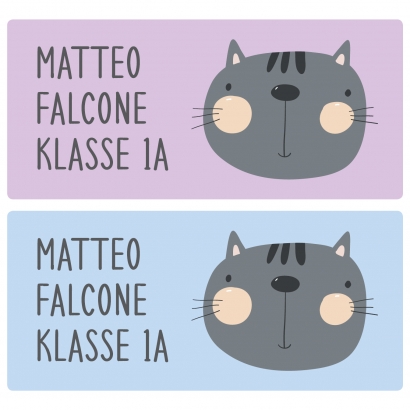 Schulaufkleber Katze eckig