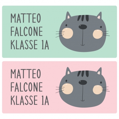 Schulaufkleber Katze eckig