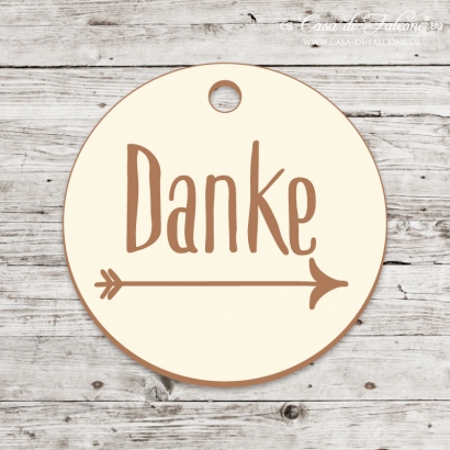 Hochzeit Gastgeschenk Anhnger aus Holz, Danke Pfeil