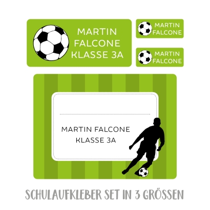 Namensaufkleber Set fr die Schule Fuballer