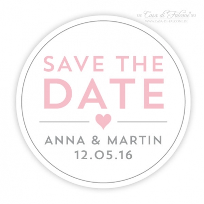 Personalisierte Hochzeit Aufkleber Save the date, modern