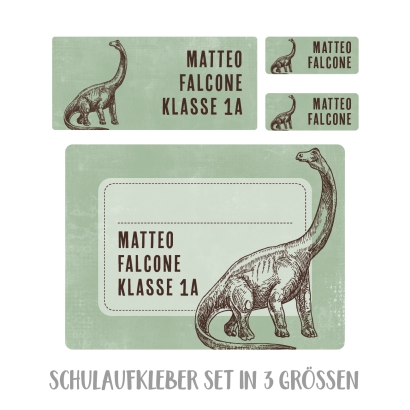 Namensaufkleber Set fr die Schule Dino