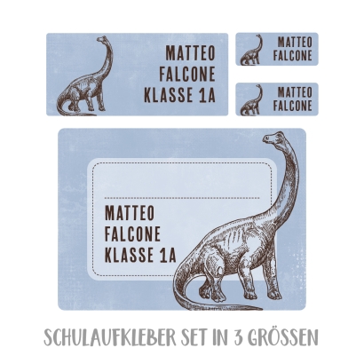 Namensaufkleber Set fr die Schule Dino