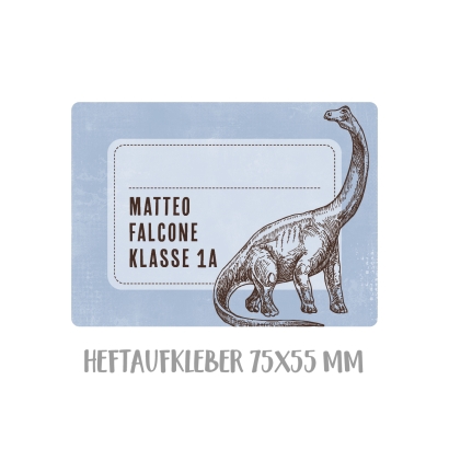 Namensaufkleber Set fr die Schule Dino