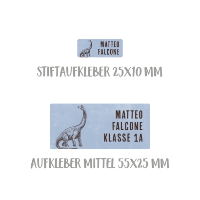 Namensaufkleber Set fr die Schule Dino