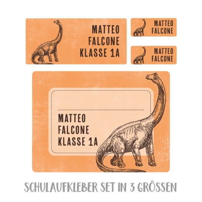 Namensaufkleber Set fr die Schule Dino
