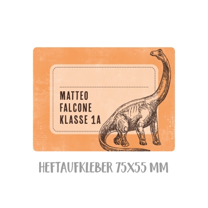 Namensaufkleber Set fr die Schule Dino