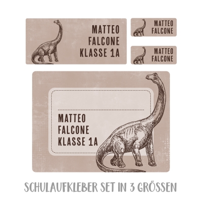 Namensaufkleber Set fr die Schule Dino