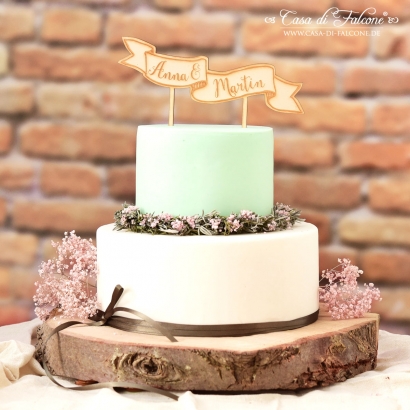 Hochzeit Cake topper Holz personalisiert, Banner