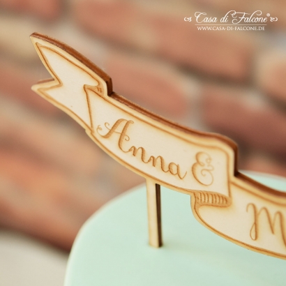 Hochzeit Cake topper Holz personalisiert, Banner