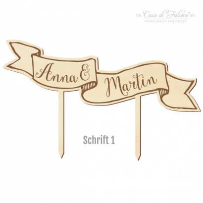 Hochzeit Cake topper Holz personalisiert, Banner