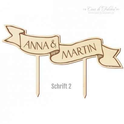 Hochzeit Cake topper Holz personalisiert, Banner