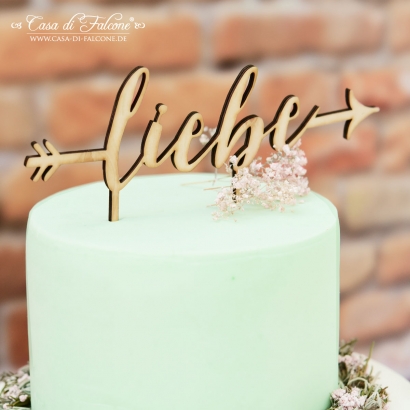 Hochzeit Cake topper Holz Liebe im Pfeil