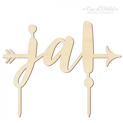 Hochzeit Cake topper Holz Ja, Pfeil