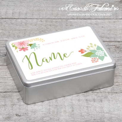 Personalisierte Dose Flower eckig