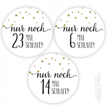 Adventskalender Zahlen Aufkleber Dots gold