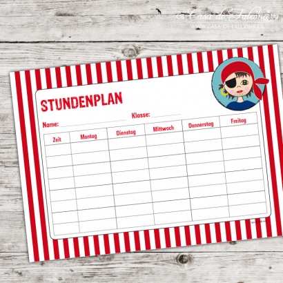 Stundenplan Piratenjunge
