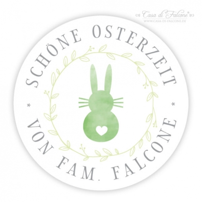 Personalisierte Osteraufkleber Hase rund