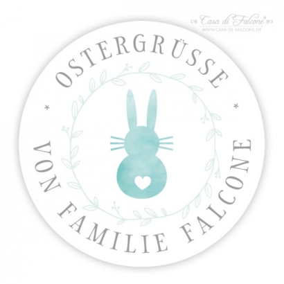 Personalisierte Osteraufkleber Hase rund