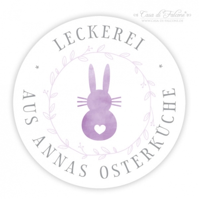 Personalisierte Osteraufkleber Hase rund