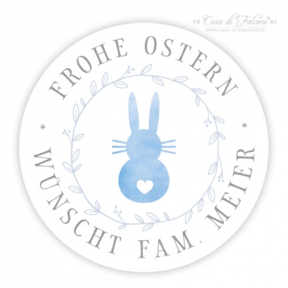 Personalisierte Osteraufkleber Hase rund