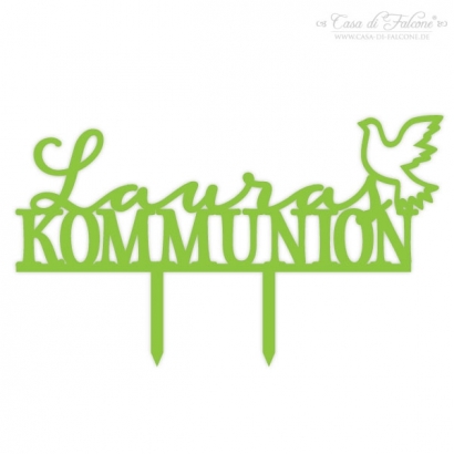 Kommunion Cake topper Taube, personalisiert