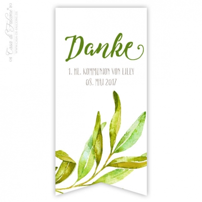 Kommunion Aufkleber fr Gastgeschenke Olive, Fhnchen