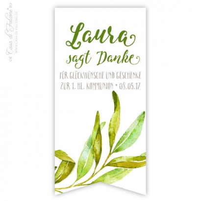 Kommunion Aufkleber fr Gastgeschenke Olive, Fhnchen