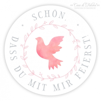 Kommunion Aufkleber Taube Aquarell "Schn, dass Du mit mir feier