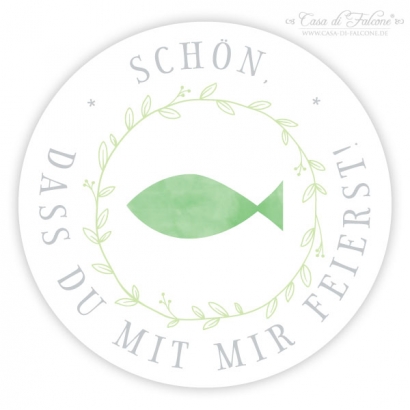 Kommunion Aufkleber Fisch "Schn, dass Du mit mir feierst"