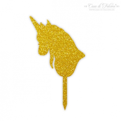 Cupcake topper Einhornkopf, gold glitzer