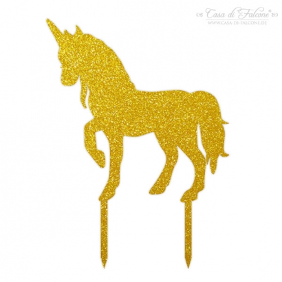 Cake topper Einhorn, gold glitzer