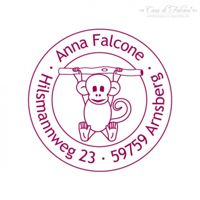 Kinderadressstempel Affe
