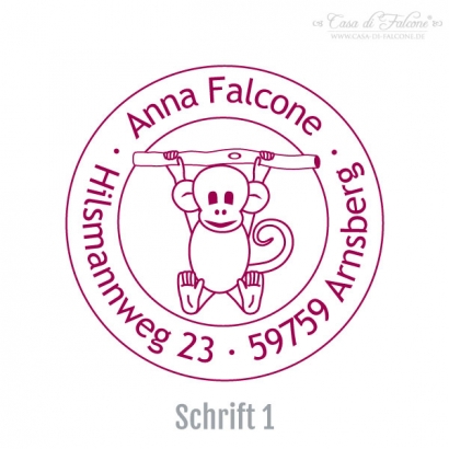 Kinderadressstempel Affe