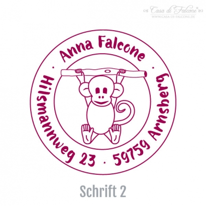 Kinderadressstempel Affe