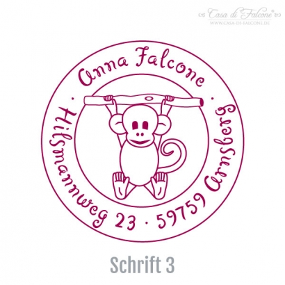 Kinderadressstempel Affe