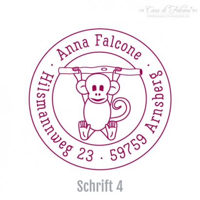 Kinderadressstempel Affe