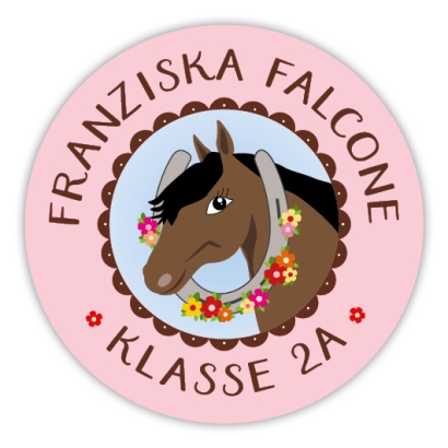 Schulaufkleber I Namensaufkleber fr die Schule Pferd