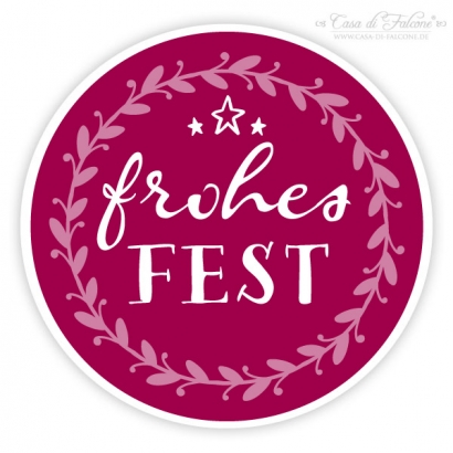 Weihnachtsaufkleber "Frohes Fest" Ranke rot, rosa, beere