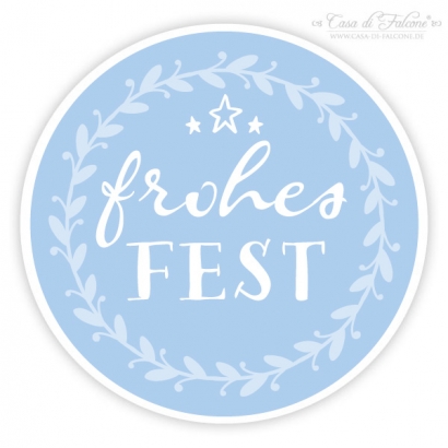 Weihnachtsaufkleber "Frohes Fest" Ranke Blautne