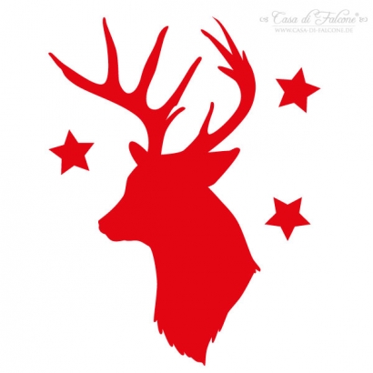 Weihnachtssticker Hirsch und Stern konturengeschnitten