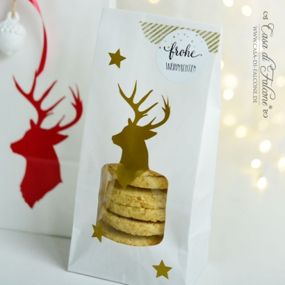Weihnachtssticker Hirsch und Stern konturengeschnitten
