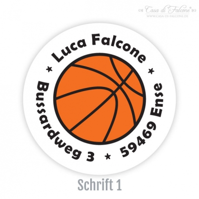 Schulaufkleber Basketball rund