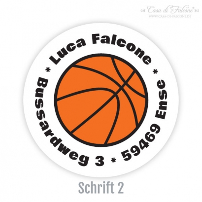 Schulaufkleber Basketball rund