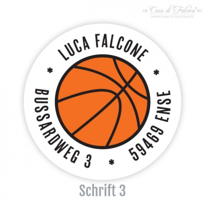 Schulaufkleber Basketball rund