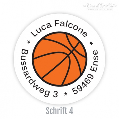 Schulaufkleber Basketball rund